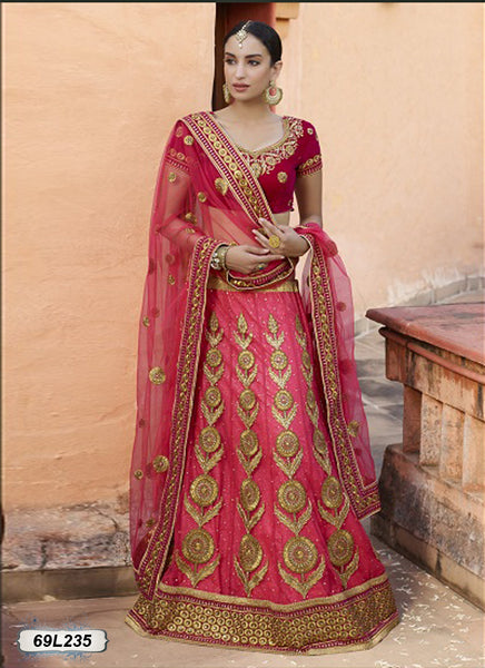 Peach Color Rajwadi Silk Designer Lehenga Choli - Monjolika - 4167029