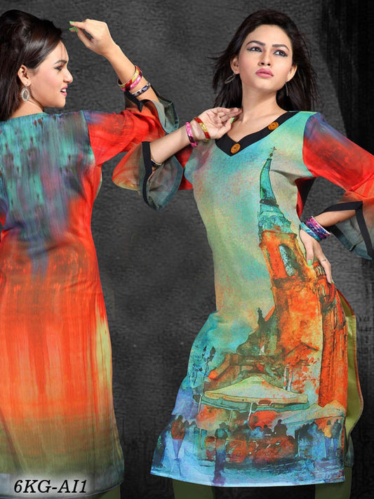 Multi Colour Printed Georgette Kurtis