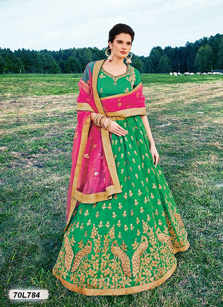Green Pink Designer Lehenga Choli