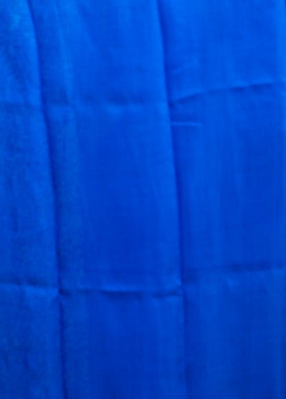 Blue Block Printed Pure Silk Mark Certified Bishnupuri Silk Sarees