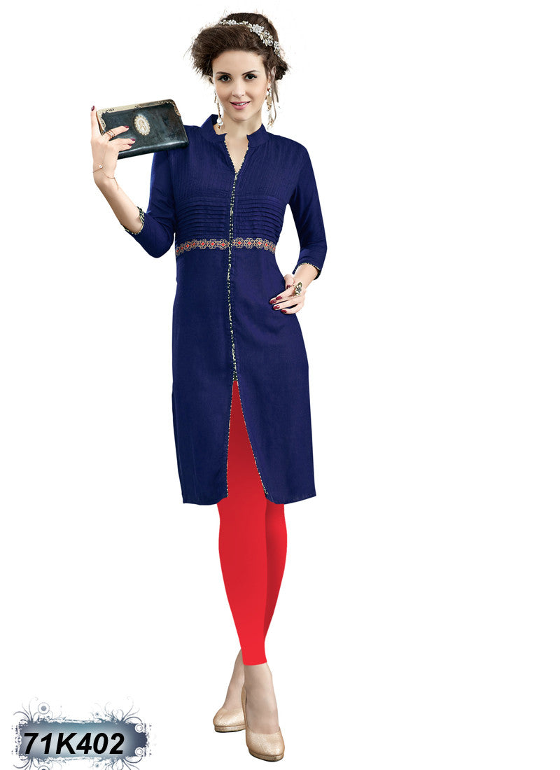 New Navy Blue Rayon Stitched Kurtis