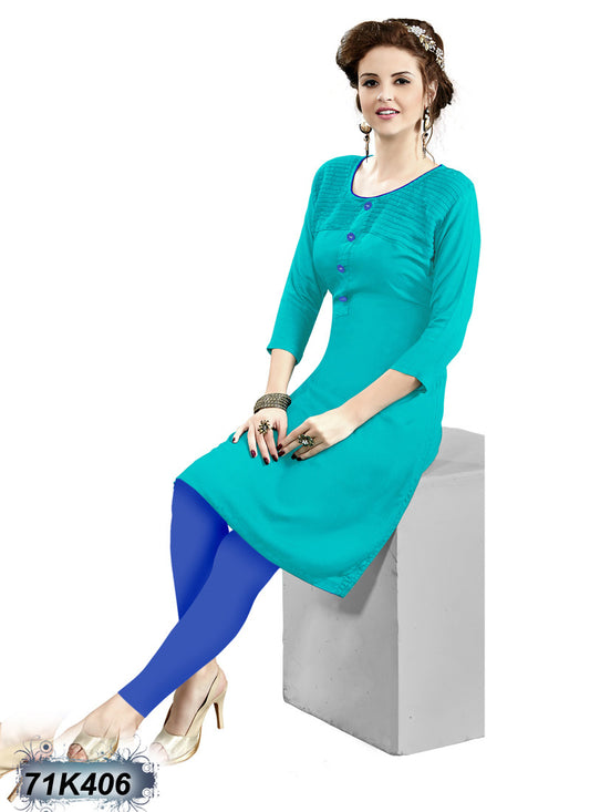 New Green Rayon Stitched Kurtis