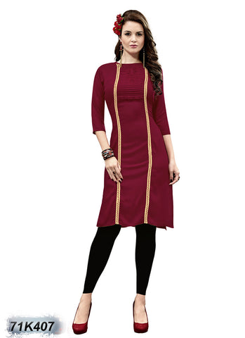 New Maroon Rayon Stitched Kurtis