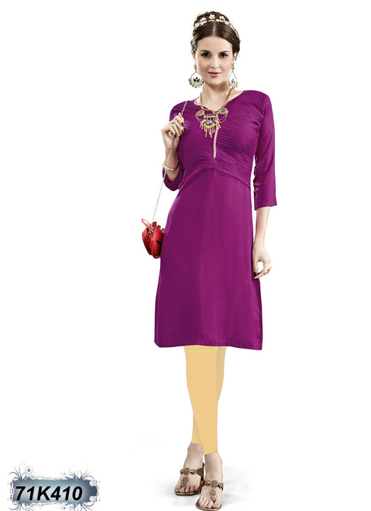 New Purple Rayon Stitched Kurtis