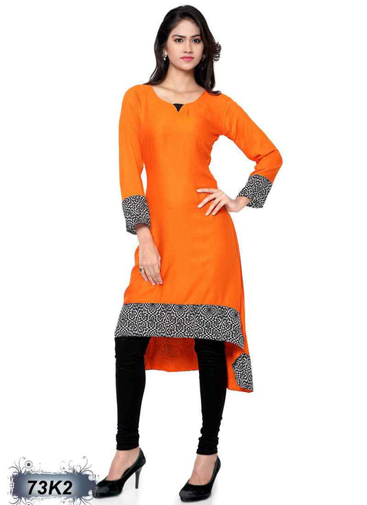 Orange Rayon Kurtis