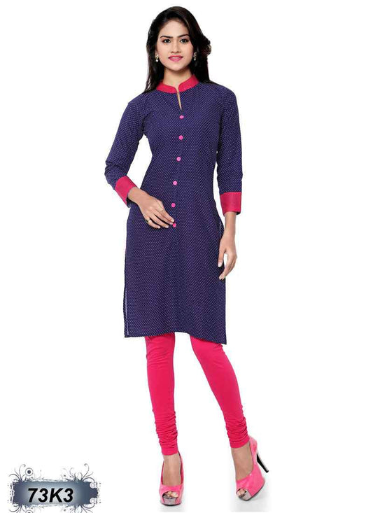 Navy Blue Pure Cotton Kurtis