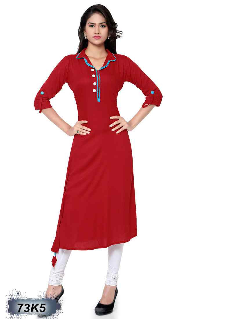 Red Rayon Kurtis