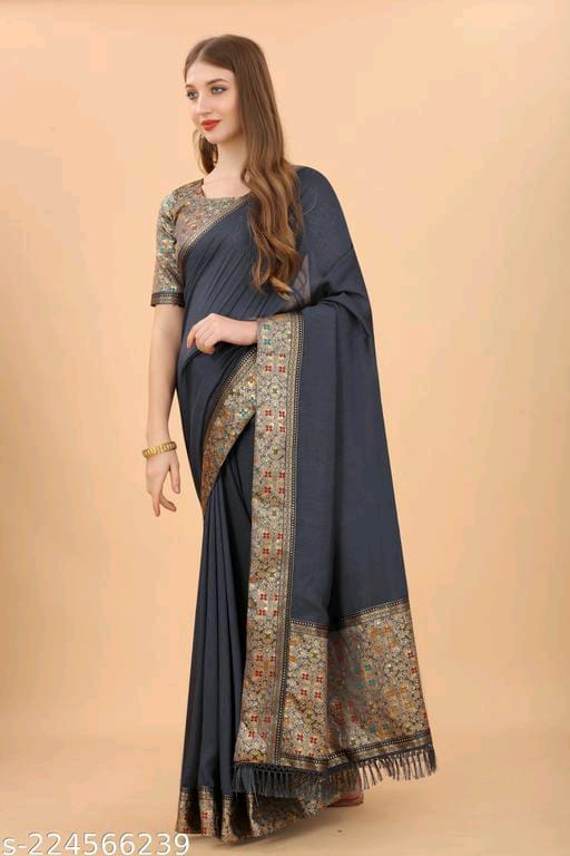 NEW ARRIVALS SUPERHIT DESIGNER TRENDING VICHITRA SILK SAREE SOFT SILK SAREE AND JACQUARD WORK.