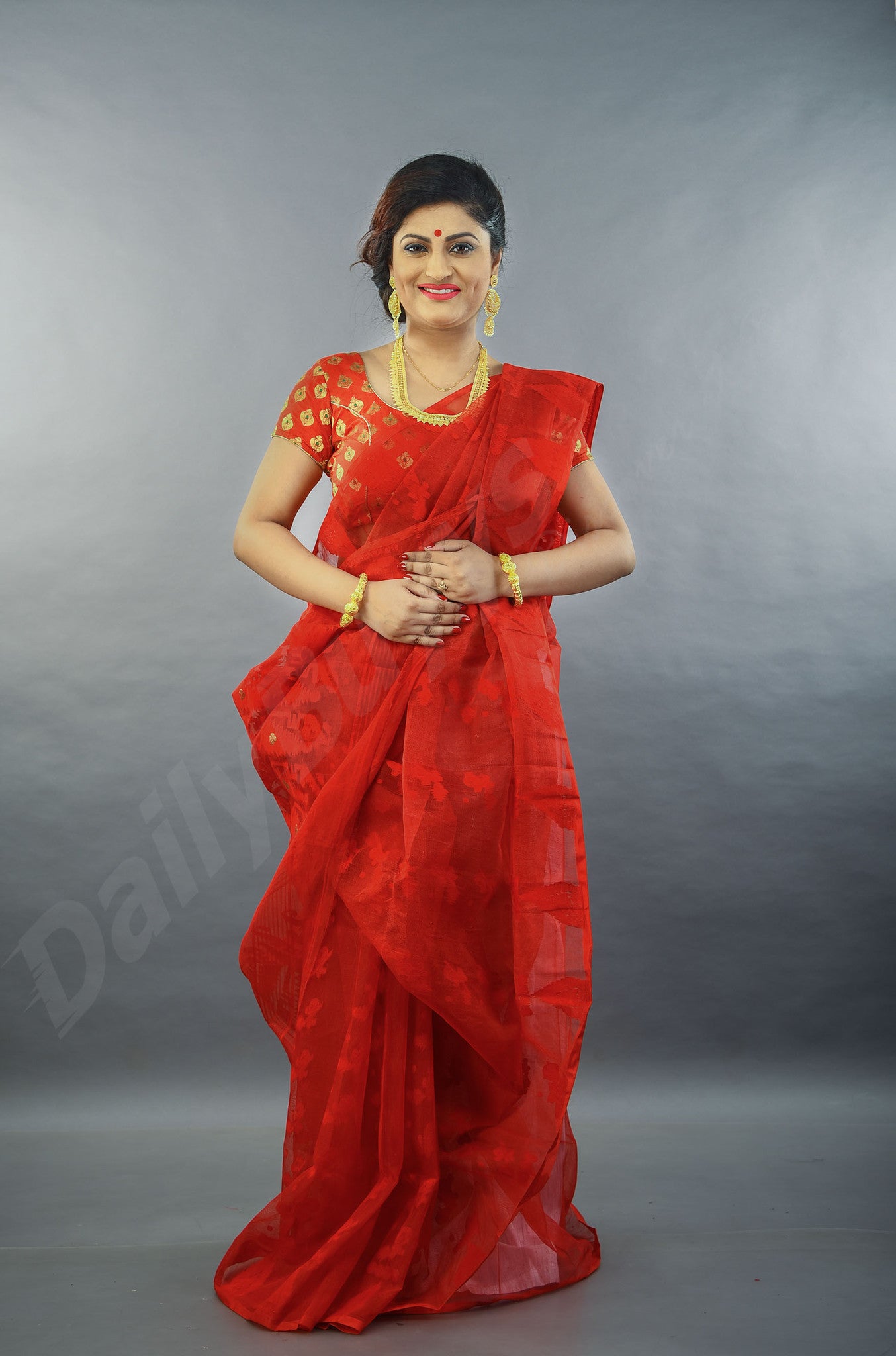 Red Dhakai Jamdani Sarees