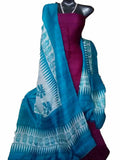 Rani & Blue Block Printed Design Pure Silk Top & Dupatta Get Extra 10% Discount on All Prepaid Transaction