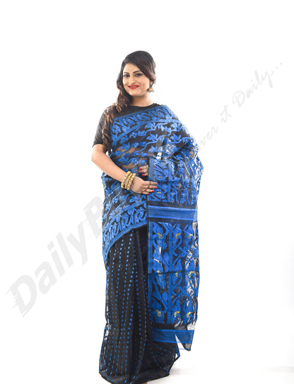 Blue & Black Sarees  Dhakai Jamdani Sarees