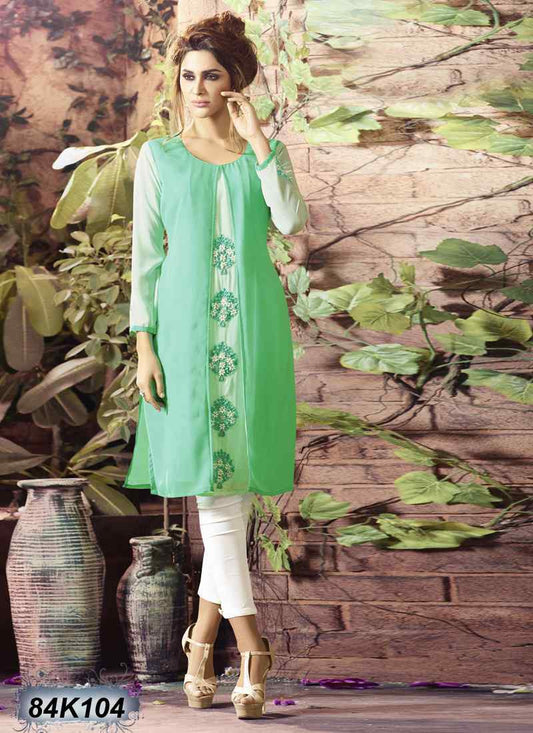 Green Georgette kurtis - Dailybuyys