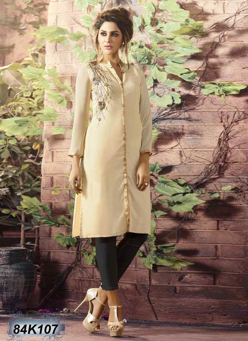 Cream Georgette kurtis