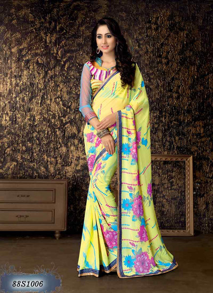 Yellow Pink Georgette Sarees