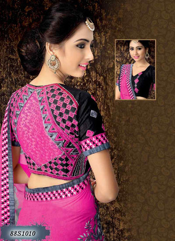 Black Pink Georgette Sarees