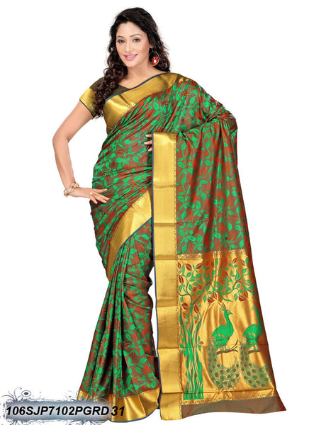 Green & Golden Kanjivaram Silk Sarees