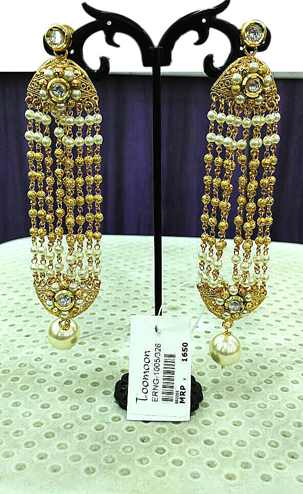 Golden white stone pearl8  Earrings