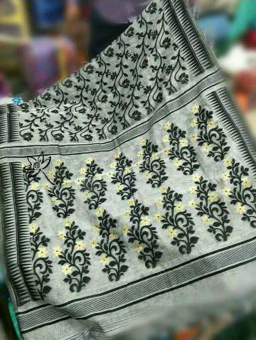 Black Beige Dhakai Jamdani Sarees