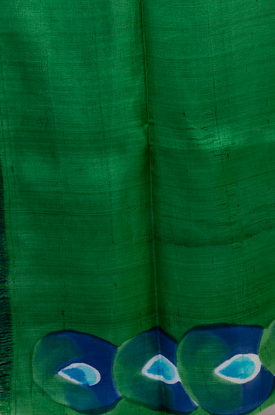 Blue Hand Printed Pure Silk Mark Certified Bishnupuri Silk Sarees
