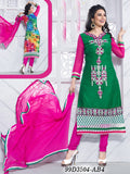 Green Pink UnStitched Glace Pure Cotton P.C cotton Chiffon Salwar