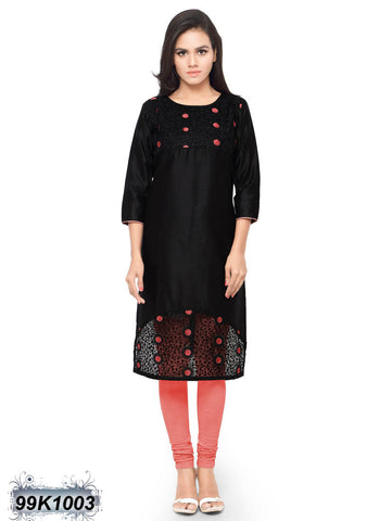 Black Glace Pure Cotton Kurtis Get Extra 10% Discount on All Prepaid Transaction