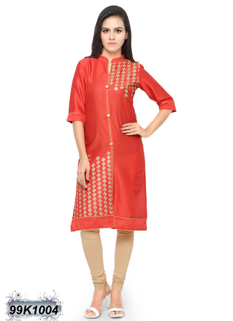 Peach Glace Pure Cotton Kurtis