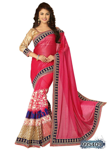 Red Golden Georgette Sarees