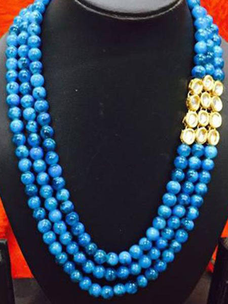 Handmade glass beaded necklace with copper wire, light blue beads –  Shakti.ism | शक्तिवाद