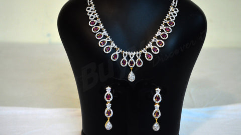 Red Ruby Galaxy with Diamond Crystal Necklace