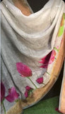 Beige Hand Painted Zari Border Pure Silk Mark Certified Tussar Silk Sarees