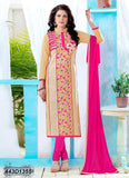 Beige Pink UnStitched Glace Cotton, Net Salwar - Dailybuyys