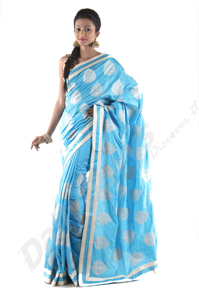 All Work The Blue Story Dupion Silk Sarees Puja Offer - Dailybuyys