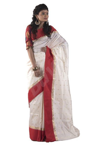 Buy TANTUJA BENGAL HANDELOOM Floral Print Jamdani Pure Cotton Red, White  Sarees Online @ Best Price In India | Flipkart.com