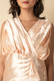 Light Peach Ruffle Midi Indo Western wear dress  set Get Extra 10% Discount on All Prepaid Transaction