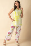 White with Lime yellow and pink floral Hand Block printed Kurtis set with jacket Red Imported Long Indo Western Kurtis Get Extra 10% Discount on All Prepaid Transaction Wear Get Extra 10% Discount on All Prepaid Transaction