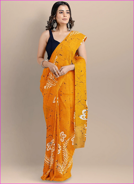 Yellow Mulmul Pure Cotton Sarees