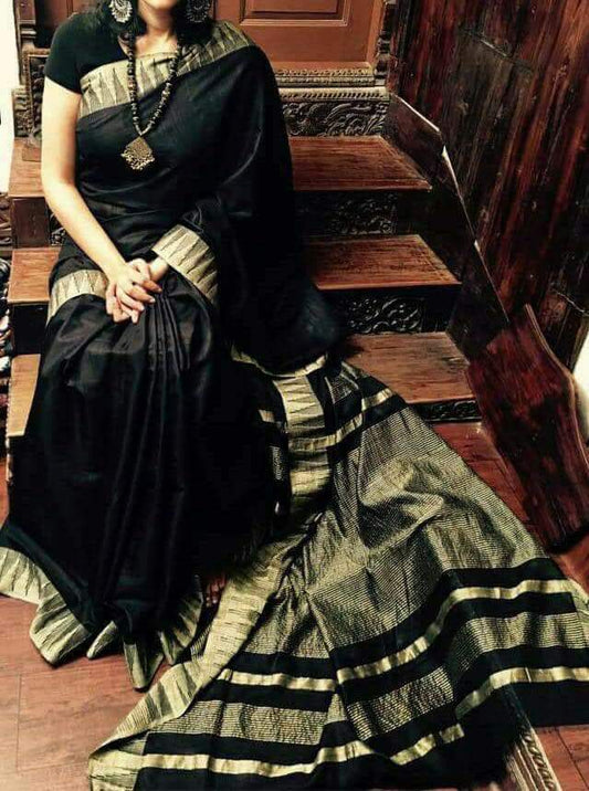 Black Bhagalpuri Silk Sarees