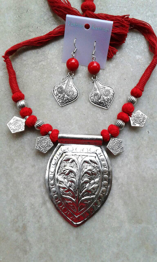 Red Silver2 Colour Oxidise Silver Jewellery Get Extra 10% Discount on All Prepaid Transaction