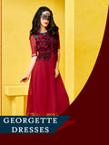 Red Georgette & Net Kurtis