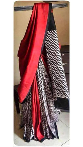 Red and Black Pure Silk Mark Certified Bishnupuri Silk Sarees