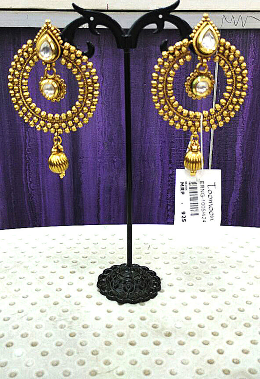 Golden white stone  Earrings - Dailybuyys