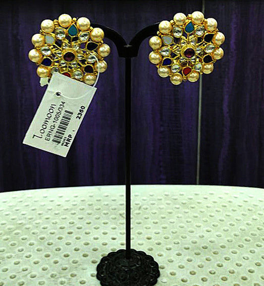 Golden multi colour stone Earrings - Dailybuyys