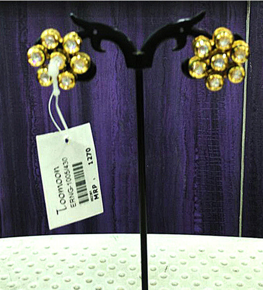 Golden white stone3 Earrings - Dailybuyys