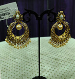 Golden white stone pearl7 Earrings