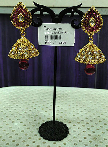 Golden red white stone  Earrings