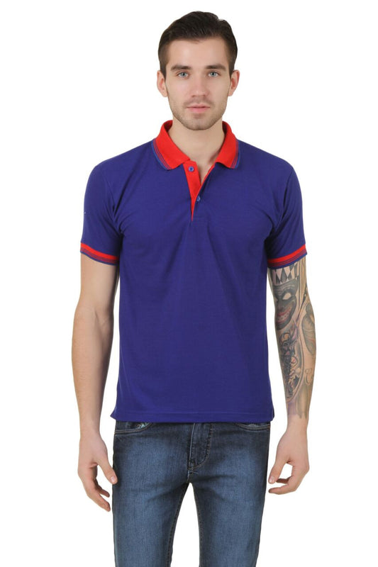 Solid Men's Blue Polo Neck T-Shirts