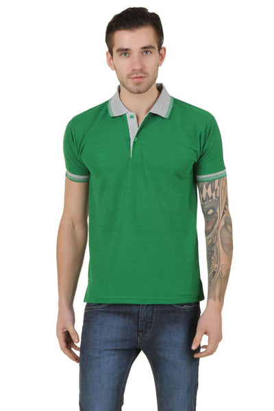 Solid Men's Green Polo Neck T-Shirts