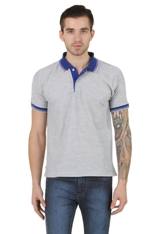 Solid Men's Silver Polo Neck T-Shirts