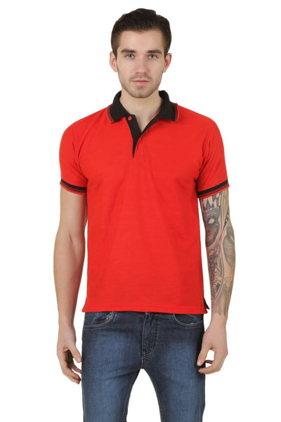 Solid Men's Red Polo Neck T-Shirts