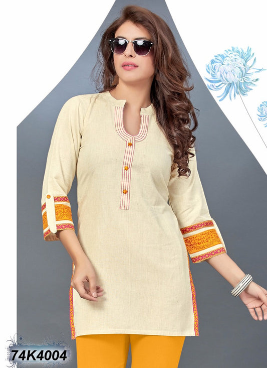 Off White Khadi Pure Cotton Kurtis - Dailybuyys